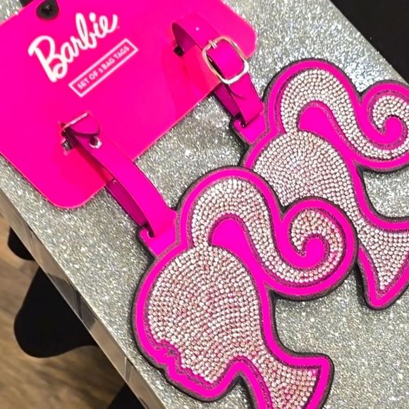 Barbie Rhinestone Logo Head Luggage Tags- Set of 2 - Picture 2 of 3